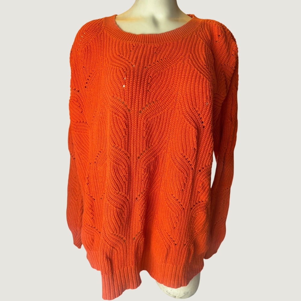 Torrid Size 2 Orange Cable Knit Pointelle Cozy Fall Pumpkin Autumn outfit